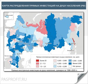 Фото карты распределения прямых инвестиций на душу населения (РФ)