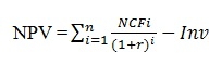 Фото формулы определения чистой приведенной стоимости проекта