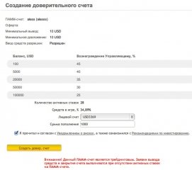 BetPamm - содание довер счета